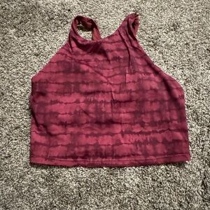 Athleta Maroon Tie-Dye Halter Crop Top